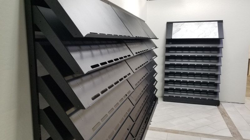 Custom tile sample display rack by Creative Display Works for Mariano Tile