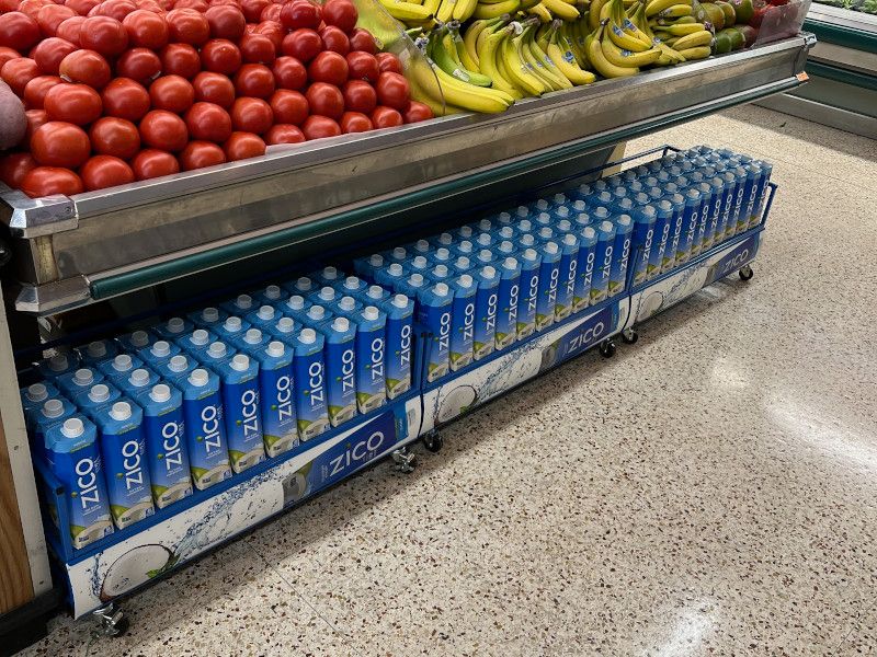 Custom coconut water merchandiser by Creative Display Works for Zico Water